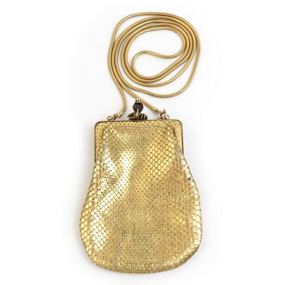 Saint Laurent Pouch Clutch coin case Wallet Embossed Leather Gold